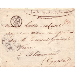 CALVADOS - LISIEUX - LETTRE PAR PAQUEBOT DE LA MEDITERRANEE POUR LOTTIN DELAVAL EXPLORATEUR ET ARCHEOLOGUE A ALEXANDRIE.