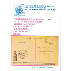 CLUB MARCOPHILE - CORRESPONDANCE DE ROYAN 1944 - GUERRE EN AFRIQUE - CARTES FM - OCTOBRE 1996 - N°39.