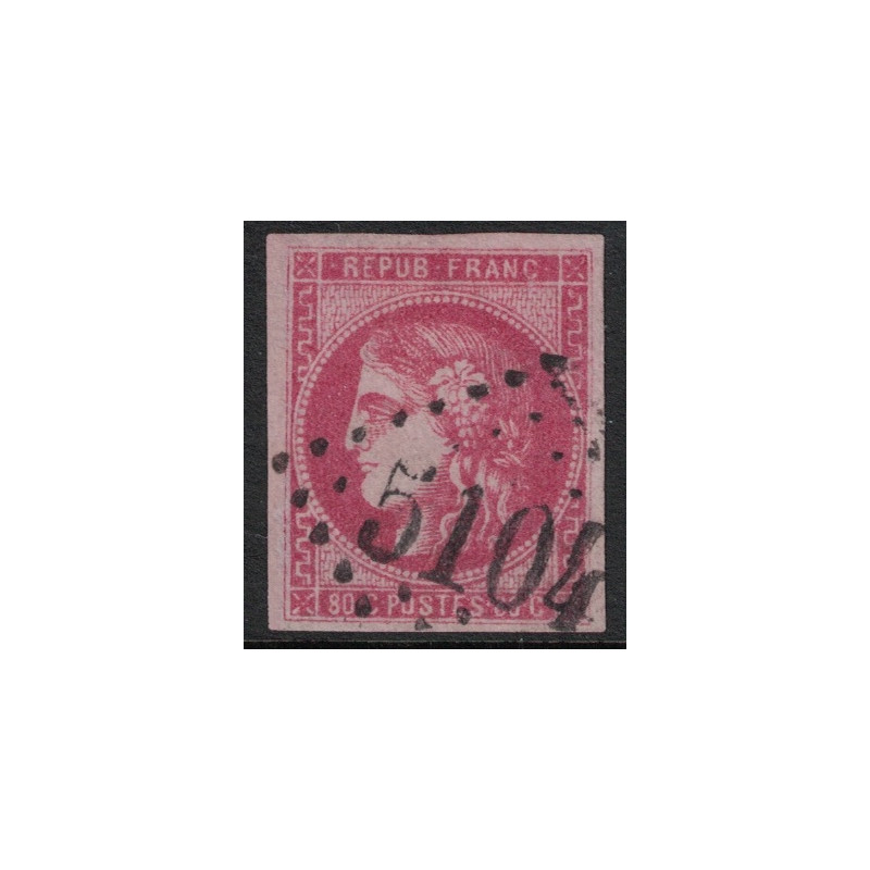No049 - 80c ROSE - BORDEAUX - OBLITERATION GC5104 - SHANGHAI - COTE 1050€ - PEU COURANT.
