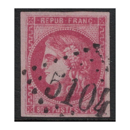 No049 - 80c ROSE - BORDEAUX - OBLITERATION GC5104 - SHANGHAI - COTE 1050€ - PEU COURANT.