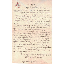 SEMEUSE - PAIX, MERCURE & AVIGNON - MARSEILLE A KOBE N°3 - LETTRE BATEAU AVION DU 16-1-1939 POUR LA FRANCE.