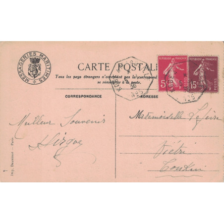 SEMEUSE - KOBE A MARSEILLE N°5 - CARTE POSTALE 5-1-1936 POUR LE TONKIN.