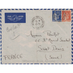 PAIX - MARSEILLE A LA REUNION N°57 - LETTRE BATEAU AVION POUR LA FRANCE - LE 23-11-1937.