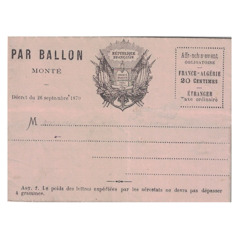 BALLON MONTE - FORMULE AUX DRAPEAUX NEUVE COULEUR ROSEE.