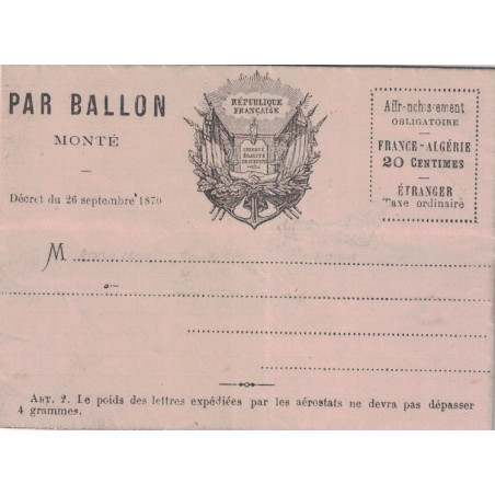 BALLON MONTE - FORMULE AUX DRAPEAUX NEUVE COULEUR ROSEE.