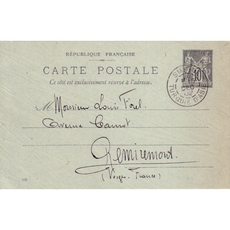 BFE-SMYRNE TURQUIE D'ASIE 15 DECEMBRE 1902-EP SAGE POUR LA FRANCE.