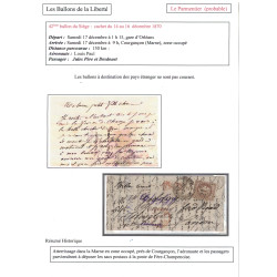 BALLON MONTE - LE PARMENTIER - POUR LONDRES - EMPIRE N°30 - PARIS ETOILE 21 - LE 17-12-1870.