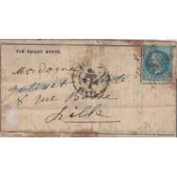 BALLON MONTE - L'ARMEE DE BRETAGNE - POUR LILLE - NORD - EMPIRE N°29 - PARIS - LE 7-12-1870.