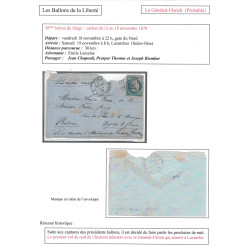 BALLON MONTE - GENERAL ULRICH - POUR BORDEAUX - GIRONDE - CERES SIEGE N°37 - PARIS R.D'AMSTERDAM - LE 15-11-1870.