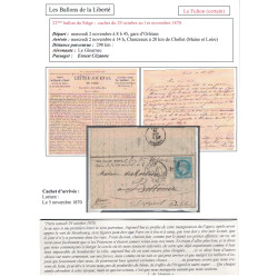 BALLON MONTE - LE FULTON - POUR LORIENT - MORBIHAN - CERES SIEGE N°37 - PARIS R.DE CLERY - LE 29-10-1870.