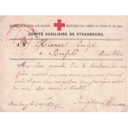 CARTE DU COMITE AUXILIAIRE DE STRASBOURG - LE 5 SEPTEMBRE 1870.