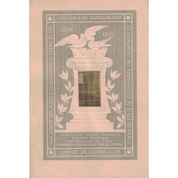 SOUVENIR LA POSTE PAR PIGEONS VOYAGEURS - COMITE DE L'AERO CLUB - SPECIMEN IDENTIQUE AU PELLICULES DU SIEGE - PEU COURANT..