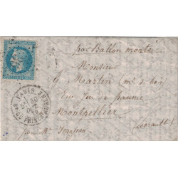 BALLON MONTE - LE FULTON - POUR MONTPELLIER - HERAULT - EMPIRE N°29 - ETOILE 36 - PARIS Bd DU PRINCE EUGENE - LE 30-8-1870.
