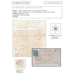 BALLON MONTE - LE VICTOR HUGO - POUR MONTPELLIER - HERAULT - EMPIRE N°29 - PARIS Bd DU PRINCE EUGENE - LE 16-10-1870.