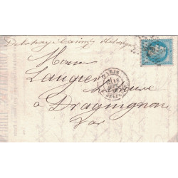 BALLON MONTE - LAFAYETTE (PROBABLE) - POUR DRAGUIGNAN - VAR - EMPIRE N°29 - PARIS RUE SERPENTE - LE 18-9-1870.