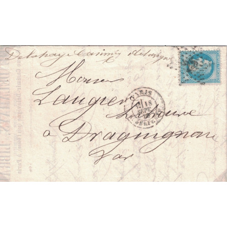 BALLON MONTE - LAFAYETTE (PROBABLE) - POUR DRAGUIGNAN - VAR - EMPIRE N°29 - PARIS RUE SERPENTE - LE 18-9-1870.