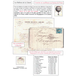 BALLON MONTE - LAFAYETTE (PROBABLE) - POUR DRAGUIGNAN - VAR - EMPIRE N°29 - PARIS RUE SERPENTE - LE 18-9-1870.