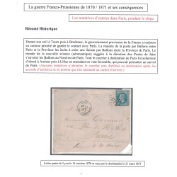 GUERRE 1870/1871 - RHONE - LYON POUR PARIS - TENTATIVE D'ENTREE DANS PARIS - 14 OCTOBRE 1870.