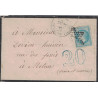 GUERRE 1870/1871 - PARIS - HOTEL DE VILLE POUR MELUN EN ZONE OCCUPEE - TAXE 20 DOUBLE TRAIT BLEU - 20-2-1871.