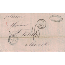 BRESIL - RIO DE JANEIRO - PAR STEAMER NAVARRE - CACHET OCTOGANAL BRESIL NAVARE DU 24-4-1866 - TAXE 16 POUR MARSEILLE.