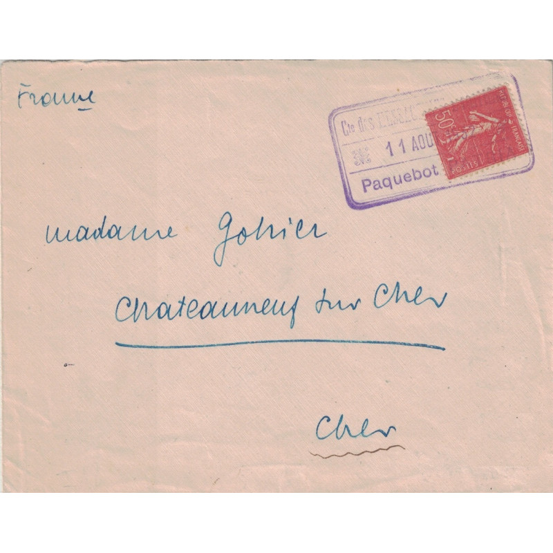 SEMEUSE - CACHET Cie DES MESSAGERIES MARITIMES PAQUEBOT PATRIA - LE 11-8-1932.