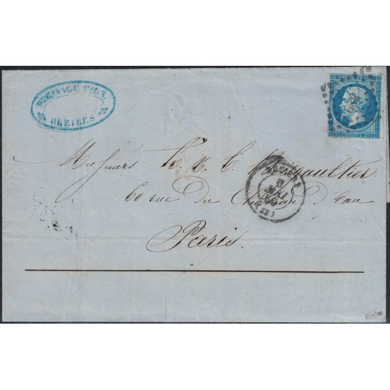 HERAULT - BEZIERS - No14Ah VARIETE POSTFS - LE 6-5-1859 - COTE 150€.