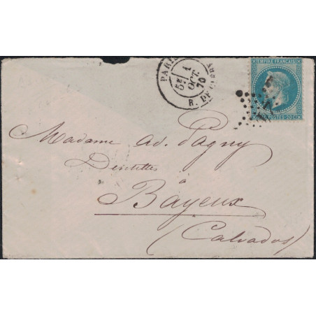 BALLON MONTE - L'ARMAND BARBES (PROBABLE) - EMPIRE N°29  ETOILE 24 - R.DE CLERY - LE 1 OCTOBRE 1870 - POUR BAYEUX - CALVADOS.