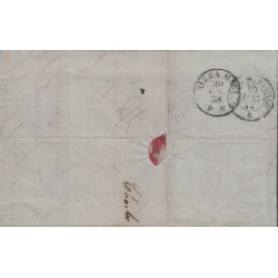 HAUT RHIN - MULHOUSE - EMPIRE N°14 ET 17A OBLITERATION PC2190 SUR LETTRE POUR NICE PIEMONT LE 15 DECEMBRE 1858.