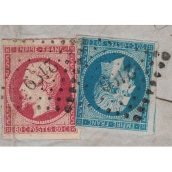 HAUT RHIN - MULHOUSE - EMPIRE N°14 ET 17A OBLITERATION PC2190 SUR LETTRE POUR NICE PIEMONT LE 15 DECEMBRE 1858.