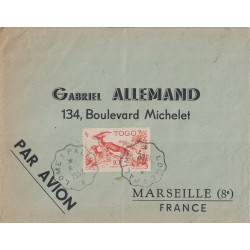 TOGO - CONVOYEUR LIGNE - LOME A PALIME - LETTRE AVION POUR LA FRANCE EN 1952.