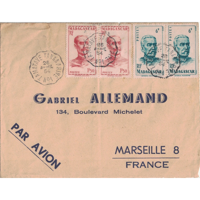 MADAGASCAR - CONVOYEUR LIGNE - TAMATAVE TANANARIVE N°1 - 26 AVRIL 1954 - BEL AFFRANCHISSEMENT.