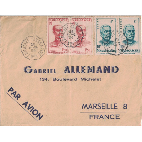 MADAGASCAR - CONVOYEUR LIGNE - TAMATAVE TANANARIVE N°1 - 26 AVRIL 1954 - BEL AFFRANCHISSEMENT.