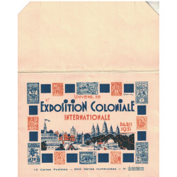 EXPOSITION COLONIALE DE PARIS - 1931 - 12 ENTIERS 15c SEMEUSE DANS LA POCHETTE D'ORIGINE - SUPERBE - NEUF.