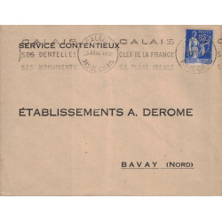 PAS DE CALAIS - CALAIS - 65c TYPE PAIX - PERFORATION A.D. - ETS A. DEROME- LE 25-7-1935.