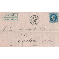 VAUCLUSE - SORGUES - EMPIRE N°29 OBLITERATION LOSANGE AMBULANT L A - CACHET LYON A AVIGNON - 3-1-1869.