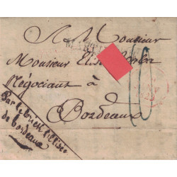GUYANE - CAYENNE - LETTRE AVEC ENTAILLES DE PURIFICATION - GRIFFE DE PASSAGE MARTINIQUE - LE 16-9-1828.