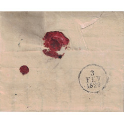 GUYANE - CAYENNE - LETTRE AVEC ENTAILLES DE PURIFICATION - GRIFFE DE PASSAGE MARTINIQUE - LE 16-9-1828.