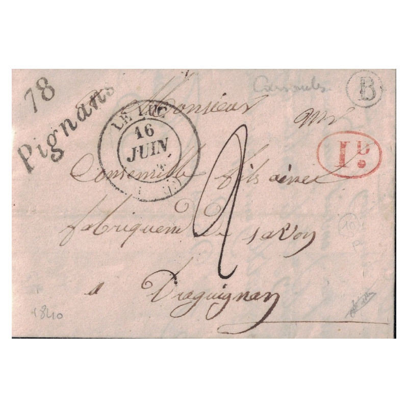 VAR - LE LUC - T13 - LE 6-9-1840 - CURSIVE - 78 PIGNANS - BOITE RURALE A DE GONFARON - DECIME ROUGE