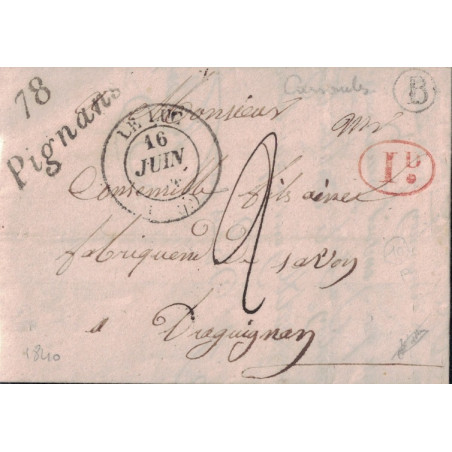 VAR - LE LUC - T13 - LE 6-9-1840 - CURSIVE - 78 PIGNANS - BOITE RURALE A DE GONFARON - DECIME ROUGE
