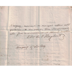 ARIEGE - P.8.P. MIREPOIX - LETTRE AVEC TEXTE ET SIGNATURE DU BARON DE ST.ILDEPHONT.