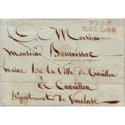 VAR - TOULON P78P EN ROUGE - LETTRE POUR CAVAILLON - VAUCLUSE - LE 12 JANVIER 1811.