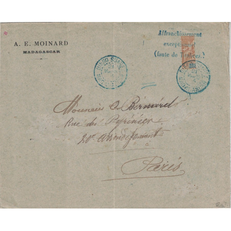 MADAGASCAR - DIEGO-SUAREZ - MOITIE DU N°34 30c GROUPE - GRIFFE FAUTE DE TIMBRES - LE 21 MARS 1904.