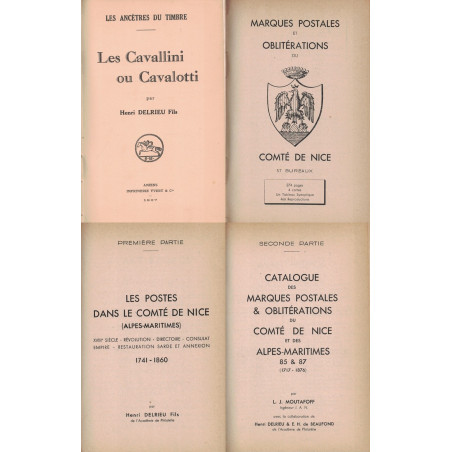 ALPES-MARITIMES - LES MARQUES POSTALES ET OBLITERATIONS COMTE DE NICE - LES CAVALLINI OU CAVALOTTI - H.DELRIEU - 1937 ET 1946.