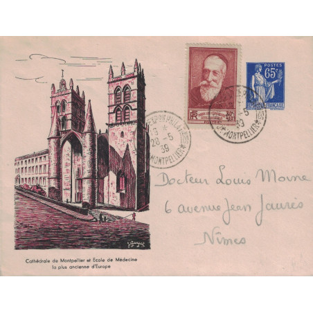 TYPE PAIX - 65c - ENTIER POSTAL - COMMEMORATIF DE L'EXPOSITION DE MONTPELLIER - 28-5-39.