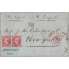 PARIS - EMPIRE - N°24x2 - LETTRE PAR VAPEUR VIA LIVERPOOL POUR NEW-YORK LE 9 OCTOBRE 1864.