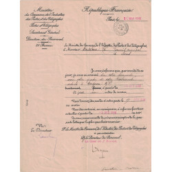 MINISTERE DES POSTES ET TELEGRAPHE - YONNE - POSTES ET TELEGRAPHES - 28 MARS 1918 - MUTATION