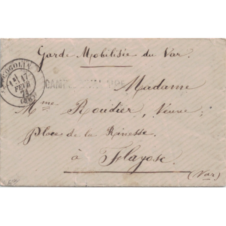 VAR - GUERRE 1870 - CAMP DE CAVALAIRE - COGOLIN TYPE 17 - LE 17 FEVRIER 1871 - RARE.