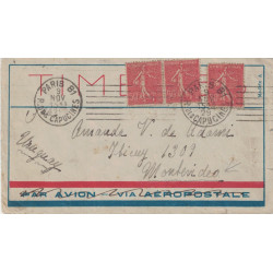 SEMEUSE - DESTINATION MONTEVIDEO - URUGUAY - LETTRE DE PARIS LE 9-11-1929.