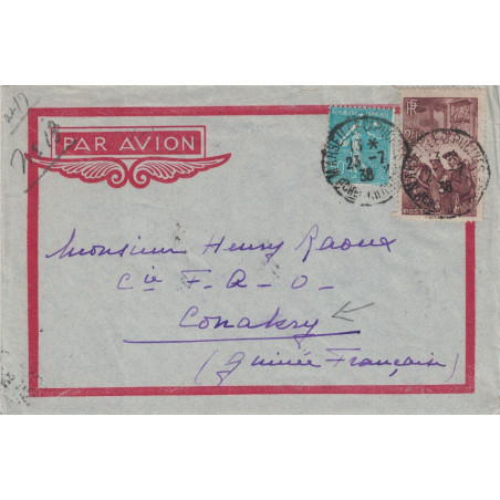 SEMEUSE - DESTINATION GUINEE FRANCAISE - LETTRE DE MARSEILLE LE 23-7-1938.