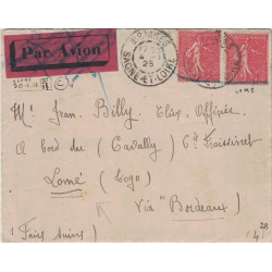 SEMEUSE - DESTINATION LOME - TOGO - LETTRE BRANGES LE 4-1-1928.